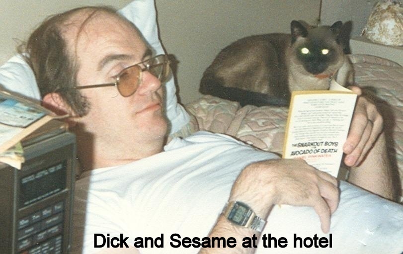 Dick and Sesame at the hotel