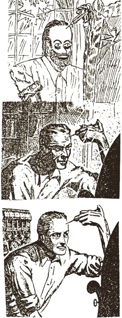 illo by Dave Kyle (top), Charles Schneeman 
(middle), Dave Kyle (bottom)