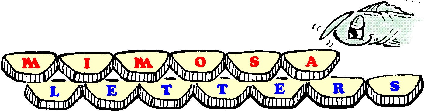 Mimosa 9 letters column; title illo by Sheryl Birkhead