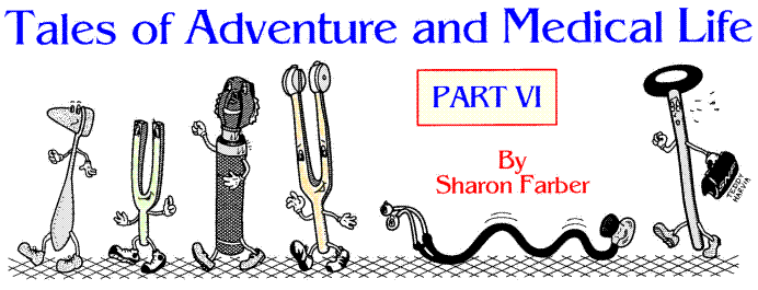 title illo by Sharon Farber and Teddy Harvia for 'Tales  
  of Adventure and Medical Live, Part VI' by Sharon Farber