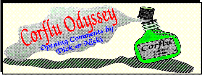 'Corflu Odyssey' opening comments by Rich & Nicki Lynch; 
  title illo by Sheryl Birkhead