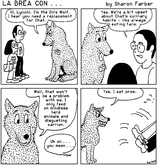 Dire Wolf cartoon by Sharon Farber