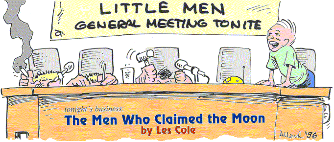 'The Men Who Claimed the Moon' by Les Cole; 
  title illo by Ray Allard