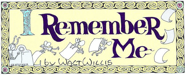 'I Remember Me' by Walt Willis; 
  title illo by Julia Morgan-Scott