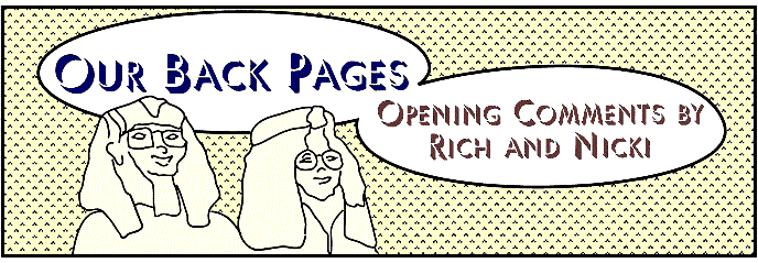 'Our Back Pages' by Rich and Nicki; title illo 
  by Sheryl Birkhead