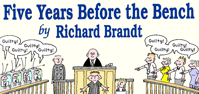 title illo by Teddy Harvia for 'Five Years Before the 
  Bench' by Richard Brandt