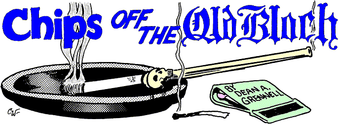 'Chips off the Old Bloch' by Dean A. Grennell; 
  title illo by Charlie Williams
